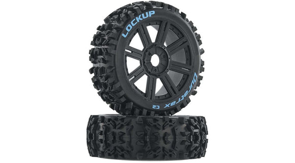 Lockup 1/8 C2 Mounted Buggy Spoke Tires, Black (2)