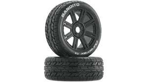 Bandito 1/8 Buggy Tire C2 Mounted Spoke Tires, Black