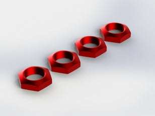 ALUMINIUM WHEEL NUT 17MM (RED) (4PCS)