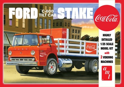 Ford C600 Tilt Cab Stake Bed Truck w/Coca-Cola Machines 1/25 AMT Models