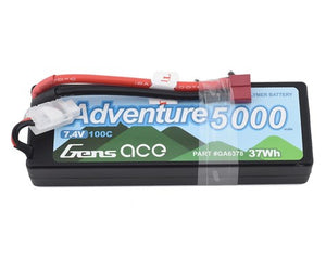 Gens ace Adventure 5000mAh 7.4V 100C 2S1P HardCase Lipo Battery Pack 24# with Deans Plug