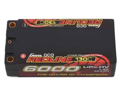 Gens Ace Redline 2S 130C LiHV Battery Pack w/5mm Bullets (7.6V/6000mAh)